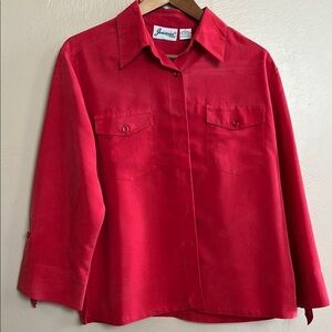 Vintage Joanna Red Button-Up Shirt. Size Large.